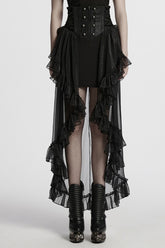Black Ruffle Lace Women's Gothic Corset Skirt